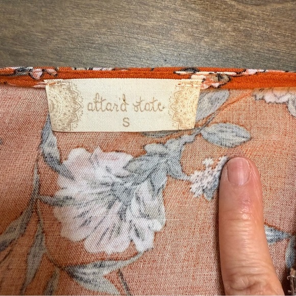 Altar'd State Orange Vibrant Print Boho Balloon Sleeve Top - Picture 6 of 9